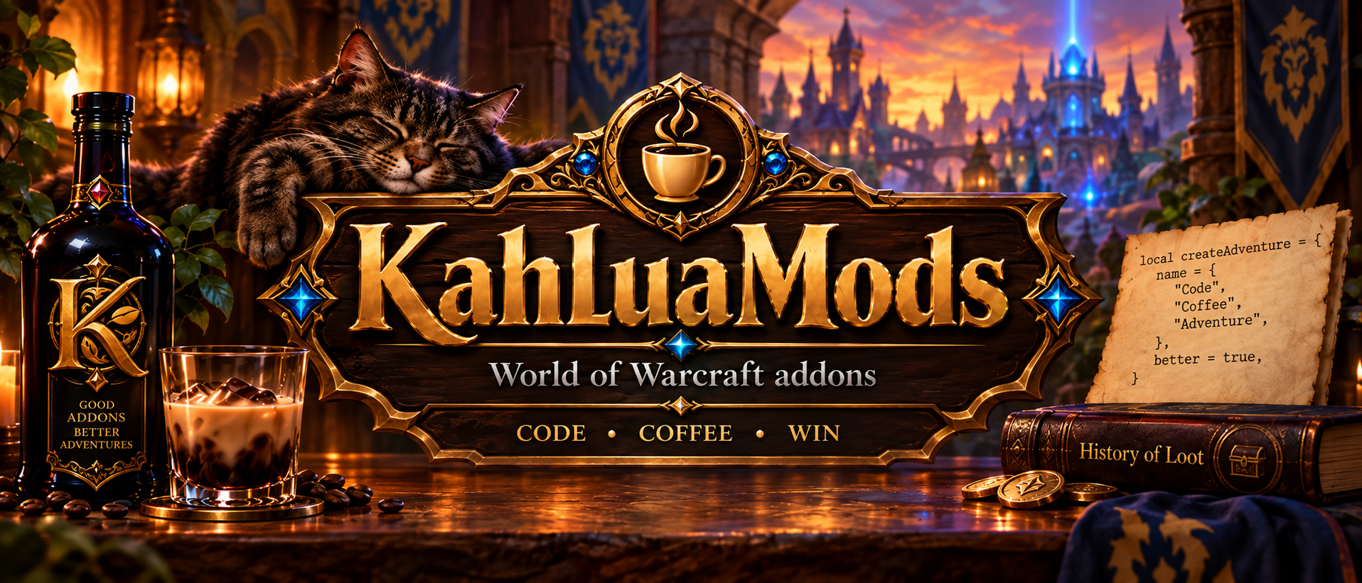 KahLua Mods. World of Warcraft addons. Code, coffee, win.